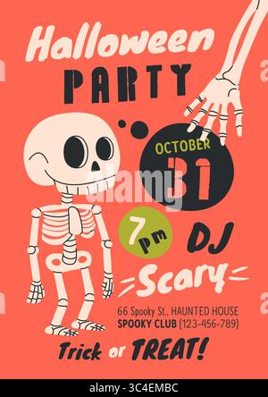 Bonne invitation à la fête d'Halloween. Dépliant vertical. Illustration de Vecteur