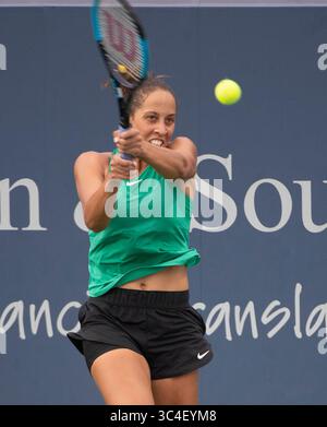 15 août 2018 : Madison Keys (USA) bat Camila Giorgi (ITA) 6-2, 6-2, au Western & Southern Open joué au Lindner Family Tennis Center à Mason, Ohio. ©Leslie Billman/Tennisclix/CSM(image de crédit : &copy ; Leslie Billman/CSM via ZUMA Wire) Banque D'Images