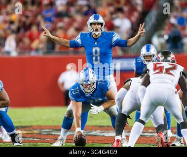24 août 2018 - Matt Cassel (8 ans), quarterback des Lions de Détroit, dans le match entre les Lions de Détroit et les Buccaneers de Tampa Bay, au Raymond James Stadium de Tampa, en Floride. Del Mecum/CSM(image de crédit : &copy ; Del Mecum/CSM via ZUMA Wire) Banque D'Images