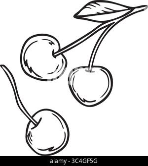 Illustrations vectorielles cerises. Logo cerises, fruits de cerise avec des feuilles, silhouettes de baies simples clipart, éléments naturels d'ingrédient de dessert biologique Illustration de Vecteur