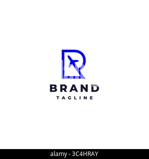 Conception du logo de la lettre R initiale de la ligne d'avion. Ligne d'avion forme lettre R logo Design. Illustration de Vecteur