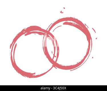 Taches de vin de vecteur sur fond blanc. Impressions de verre sur la table, taches de vin rondes humides sur le comptoir. Imitation de dessin rapide à l'encre et au pinceau dans le style grunge. Ktipart pour restaurant, bar, cave. Illustration de Vecteur