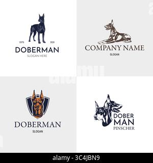 Collection de logos Doberman Pinscher Dog Illustration de Vecteur