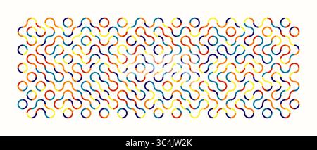 Motif vectoriel moderne avec des lignes géométriques inspirées du labyrinthe, des couleurs vives. Idéal pour les textiles contemporains, les papiers peints, les emballages et les arrière-plans en di Illustration de Vecteur