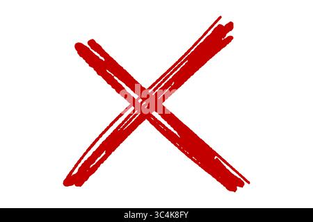 Marqueur Croix-Rouge dessiné à la main PNG Annuler icône, symbole X, mauvais signe Doodle sur fond transparent Banque D'Images