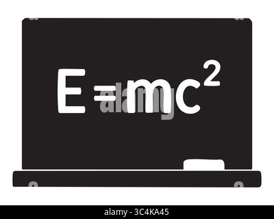 Silhouette noire de tableau noir avec e mc2, isolé sur fond blanc. concept d'éducation, physique, science, formule, apprentissage, symbole, école, de Illustration de Vecteur