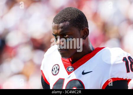 8 septembre 2018 : DeAndre Baker (18 ans), dos défensif des Bulldogs avant le match de la SEC entre les Georgia Bulldogs et les South Carolina Gamecocks au Williams-Brice Stadium à Columbia, Caroline du Sud. (Scott Kinser/Cal Sport Media)(image de crédit : &copy ; Scott Kinser/CSM via ZUMA Wire) Banque D'Images
