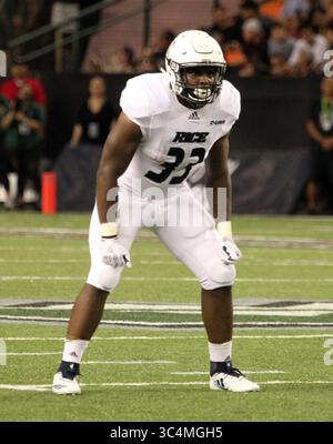 8 septembre 2018 - Rice Owls Running back Emmanuel Esukpa #33 lors d'un match entre les Rainbow Warriors d'Hawaï et les Rice Owls au stade Aloha à Honolulu, HI - Michael Sullivan/CSM(Credit image : &copy ; Michael Sullivan/CSM via ZUMA Wire) Banque D'Images