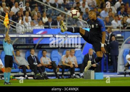 9 septembre 2018 - Saint Denis, Seine Saint Denis, France - L'attaquant de l'équipe de France KYLIAN MBAPPE en action lors du match de l'UEFA Nations League entre la France et les pays-Bas au stade de France à St Denis - France..la France a gagné 2-1 (crédit image : © Pierre Stevenin/ZUMA Wire) Banque D'Images
