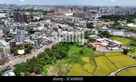 Vue aérienne du paysage urbain et agricole à Taiwan Banque D'Images