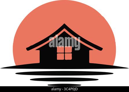 Une maison de conception de logo minimaliste silhouette avec fond blanc Illustration de Vecteur