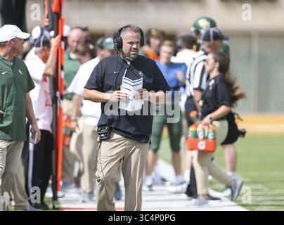15 septembre 2018 - Waco, États-Unis - Matt Rhule, entraîneur-chef des Baylor Bears, lors d'un match de football NCAA entre Baylor et Duke le samedi 15 septembre 2018 à Waco Texas. (Crédit image : © Scott Coleman/ZUMA Wire) Banque D'Images