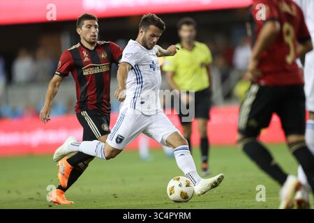 19 septembre 2018 - San Jose, Californie, États-Unis - San Jose, CA - mercredi 19 septembre 2018 : Vako lors d'un match de la Major League Soccer (MLS) entre les tremblements de terre de San Jose et l'Atlanta United FC au stade Avaya. (Crédit image : © Bob Drebin/ISIPhotos via ZUMA Wire) Banque D'Images