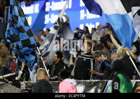 19 septembre 2018 - San Jose, Californie, États-Unis - San Jose, CA - mercredi 19 septembre 2018 : les fans lors d'un match de la Major League Soccer (MLS) entre les tremblements de terre de San Jose et l'Atlanta United FC au stade Avaya. (Crédit image : © Bob Drebin/ISIPhotos via ZUMA Wire) Banque D'Images