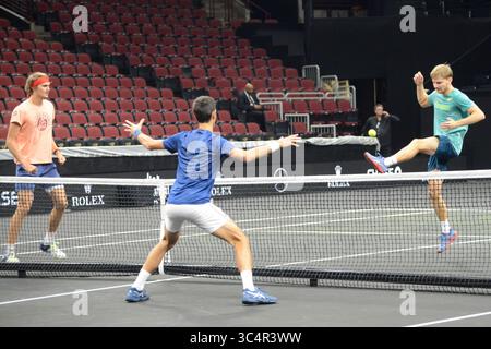 20 septembre 2018 - Chicago, Illinois, États-Unis - les membres de l'équipe Europe s'amusent avant l'événement de tennis laver Cup 2018 à Chicago. (Crédit image : © Christopher Levy/ZUMA Wire) Banque D'Images