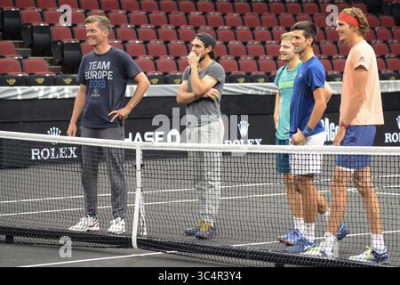 20 septembre 2018 - Chicago, Illinois, États-Unis - les membres de l'équipe Europe s'amusent avant l'événement de tennis laver Cup 2018 à Chicago. (Crédit image : © Christopher Levy/ZUMA Wire) Banque D'Images