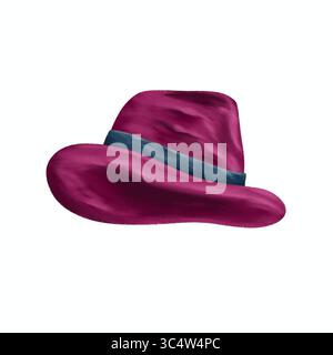 illustration d'un chapeau fedora en laine rouge, parfait pour les thèmes de mode automne et hiver. Cet élégant couvre-chef est idéal pour les vêtements de saison Banque D'Images