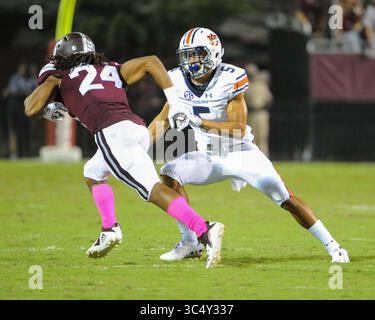 06 octobre 2018 : ANTHONY SCHWARTZ (5 ans), receveur des Auburn Tigers Wide, couvre le retour du Mississippi State, CHRIS RAYFORD (24 ans), pendant le match de football de la NCAA entre les Auburn Tigers et les Mississippi State Bulldogs au Davis Wade Stadium de Starkville, Mississippi State. Mississippi State bat Auburn, 23-9. Kevin Langley/CSM(image de crédit : &copy ; Kevin Langley/CSM via ZUMA Wire) Banque D'Images