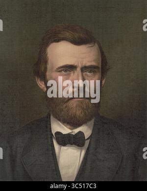 31 mai 2019, États-Unis : Ulysses S. Grant (1822-85), 18e président des États-Unis 1869-77, général de l'armée de l'Union pendant la guerre de Sécession, Portrait de tête et d'épaules, lithographie, Strobridge & Co, 1877 (crédit image : © JT Vintage/Glasshouse via ZUMA Wire) Banque D'Images