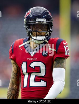8 décembre 2019, Houston, Texas, États-Unis : 08 décembre, 2019 : Kenny Stills (12 ans), receveur des Texans de Houston, avant le début du match, contre les Broncos de Denver au NRG Stadium de Houston, Texas. Maria Lysaker / ZUMA Press. (Crédit image : © Maria Lysaker/ZUMA Wire) Banque D'Images