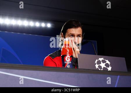 10 décembre 2019, Madrid, Madrid, ESPAGNE : Grzegorz Krychowiak de Lokomotiv assiste à la conférence de presse du Lokomotiv Moscou avant le match de football de la Ligue des champions de l'UEFA contre l'Atlético de Madrid au stade Wanda Metropolitano le 10 décembre 2019, à Madrid, Espagne. (Crédit image : © AFP7 via ZUMA Wire) Banque D'Images