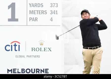 12 décembre 2019, Melbourne, Victoria, Australie : Byeong Hun an de l'équipe internationale s'envolera au 1er trou de la première manche de la Presidents Cup au Royal Melbourne Golf Club à Melbourne, Victoria, Australie. (Crédit image : © Sydney Low/ZUMA Wire) Banque D'Images