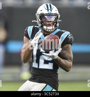 3 juillet 2018, Charlotte, NC, USA : le receveur des Carolina Panthers Wide D.J. Moore (12 ans) fait une réception contre les Seahawks de Seattle lors de la deuxième mi-temps au Bank of America Stadium le dimanche 15 décembre 2019. Seattle a gagné 30-24. (Crédit image : © TNS via ZUMA Wire) Banque D'Images
