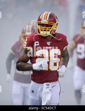 22 décembre 2019 : Washington Redskins RB (26) Adrian Peterson prend le terrain avant un match de football de la NFL entre les Redskins de Washington et les Giants de New York au FedEx Field à Landover, MD. Justin Cooper/CSM (crédit image : &copy ; Justin Cooper/CSM via ZUMA Wire) Banque D'Images