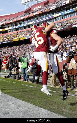 22 décembre 2019 : Washington Redskins TE (88) Hale Hentges célèbre son touchdown avec Washington Redskins RB (45) Michael Burton lors d'un match de football NFL entre les Washington Redskins et les New York Giants au FedEx Field à Landover, MD. Justin Cooper/CSM(Credit image : &copy ; Justin Cooper/CSM via ZUMA Wire) Banque D'Images