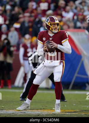 22 décembre 2019 : Washington Redskins QB (8) case Keenum cherche à passer le football lors d'un match de football de la NFL entre les Redskins de Washington et les Giants de New York au FedEx Field à Landover, MD. Justin Cooper/CSM(Credit image : &copy ; Justin Cooper/CSM via ZUMA Wire) Banque D'Images