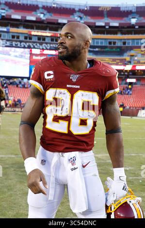 22 décembre 2019 : Washington Redskins RB (26) Adrian Peterson après un match de football de la NFL entre les Redskins de Washington et les Giants de New York au FedEx Field à Landover, MD. Justin Cooper/CSM (crédit image : &copy ; Justin Cooper/CSM via ZUMA Wire) Banque D'Images
