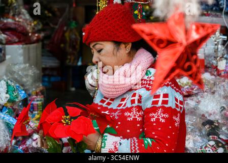 23 décembre 2019, Guwahati, Assam, Inde : une femme vendant des articles chistmas dans un magasin avant Noël. (Crédit image : © David Talukdar/ZUMA Wire) Banque D'Images
