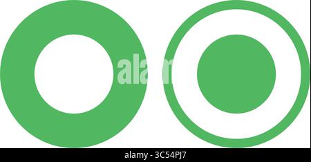 Une paire d'icônes de bouton radio vectoriel vert avec une remplie et une soulignée conçue pour les éléments d'interface utilisateur des formulaires Web et des projets de conception d'interface utilisateur UX. Illustration de Vecteur