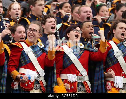 28 décembre 2019, Orlando, FL, USA : le groupe notre Dame joue pendant le Camping World Bowl contre Iowa State au Camping World Stadium à Orlando, Floride, le samedi 28 décembre 2019. Notre Dame a gagné, 33-9. (Crédit image : © TNS via ZUMA Wire) Banque D'Images