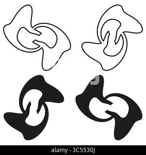 Icônes de blob organiques. Formes de cellules fluides. Vecteur d'amibe abstrait. Motif contour doux. Illustration de Vecteur