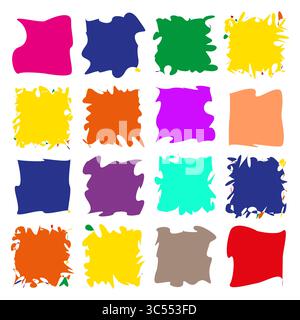 Éclaboussures de peinture abstraite. Blobs artistiques colorés. Vecteur de coup de pinceau texturé. Elément artistique créatif. Illustration de Vecteur