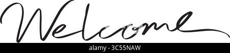 texte de bienvenue police calligraphie lettrage écrit à la main script noir objet de couleur bienvenue succès affaires saluant heureux mot de bienvenue message symbole thé Illustration de Vecteur