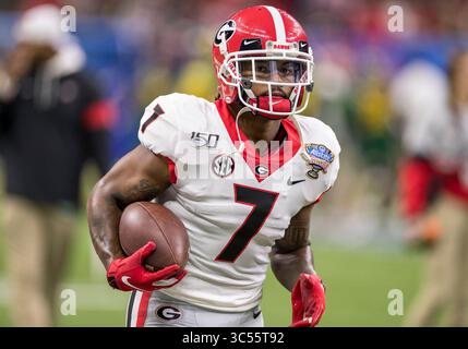 01 janvier 2020 : Georgia Running back D'Andre Swift (7 ans) pendant la partie précédant le match de football NCAA entre les Georgia Bulldogs et les Baylor Bears au Mercedes-Benz Superdome à la Nouvelle-Orléans, en Louisiane. La Géorgie a battu Baylor 26-14. John Mersits/CSM(image de crédit : &copy ; John Mersits/CSM via ZUMA Wire) Banque D'Images