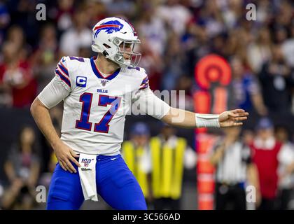 4 janvier 2020, Houston, Texas, États-Unis : 04 janvier, 2020 : Josh Allen (17 ans), quarterback des Buffalo Bills, lors du match de wildcard contre les Texans de Houston au NRG Stadium de Houston, Texas. Maria Lysaker / ZUMA Press. (Crédit image : © Maria Lysaker/ZUMA Wire) Banque D'Images