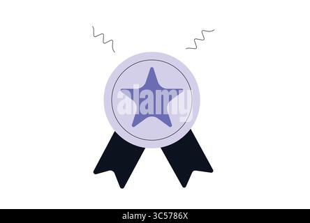 Médaille de récompense d'accomplissement d'étoile avec illustration vectorielle de ruban. Illustration de Vecteur