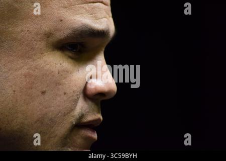 Janvier 17, 2020 New Orleans, LA...(Photo d'archives) LSU Tigers Baylor embauché coordonnateur défensif Dave Aranda comme son nouvel entraîneur-chef jeudi, trois jours après les Tigres ont terminé leur championnat national invaincu...Aranda, un entraîneur en chef pour la première fois, prend un grand programme 12 en bien meilleur état qu'il était quand il n'y a Matt Rhule il y a plus de trois ans, photographié ici en 2020 pour le Championnat National Collège Journée des médias le 11 janvier 2020, à New Orleans, LA. (Photographe complète absolue & Company Crédit : Jose Marin / MarinMedia.org / Cal Sport Media) (HOLLYWOOD, VIE Banque D'Images