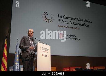 17 janvier 2020, Barcelone, Espagne : le président de la Generalitat de Catalogne Quim Torra prend la parole lors du premier Sommet catalan de l’action climatique. Au Théâtre National emblématique de Catalogne (TNC), le premier Sommet catalan de l’action climatique a eu lieu avec la participation des administrations et des entreprises. Le sommet a été clôturé par le Président de la Generalitat de Catalogne Quim Torra. (Crédit image : © Paco Freire/SOPA images via ZUMA Wire) Banque D'Images