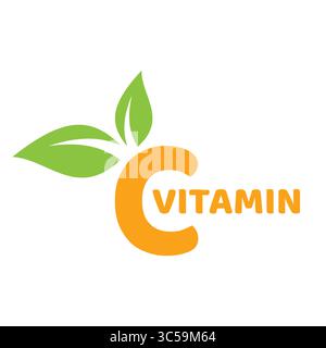 Icône colorée de vitamine C. Etiquette de micronutriments vectoriels. Illustration de Vecteur
