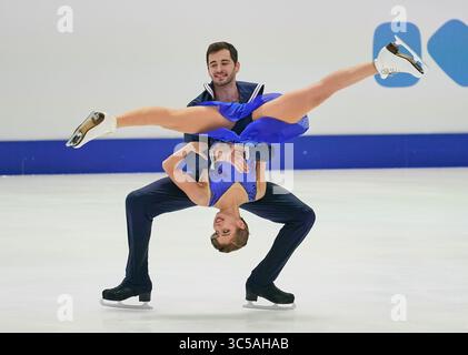 23 janvier 2020 : Alexandra Nazarova et Maxim Nikitin d'Ukraine pendant la danse sur glace aux Championnats d'Europe de patinage artistique ISU à Steiermarkhalle, Graz, Autriche(crédit image : &copy ; Ulrik Pedersen/CSM via ZUMA Wire) Banque D'Images
