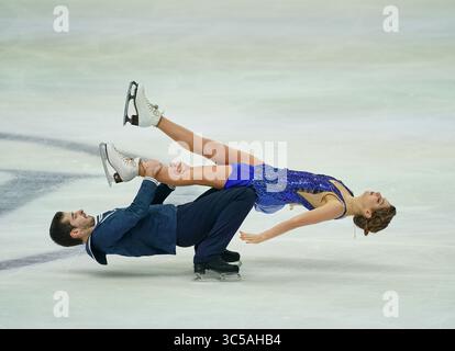 23 janvier 2020 : Alexandra Nazarova et Maxim Nikitin d'Ukraine pendant la danse sur glace aux Championnats d'Europe de patinage artistique ISU à Steiermarkhalle, Graz, Autriche(crédit image : &copy ; Ulrik Pedersen/CSM via ZUMA Wire) Banque D'Images