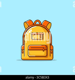 Illustration de sac à dos jaune illustration vectorielle dessin animé, thème de retour à l'école Illustration de Vecteur