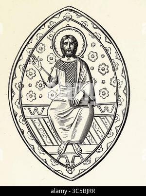 Une amulette ou talisman, destiné à être porté sous la robe, soit comme symbole secret ou cabalistique, par lequel les membres de l'Église pourraient être reconnus les uns par les autres, ou, ce qui est plus probable, comme un charme contre les mauvaises influences. Le travail est exécuté entièrement en émail sur métal. De la ressemblance du Christ : être une enquête sur la vérisimilitude de la ressemblance reçue de notre Bienheureux Seigneur par Heaphy, Thomas, 1813-1873, Bayliss, Wyke, Monsieur, 1835-1906 publié en 1886 Banque D'Images
