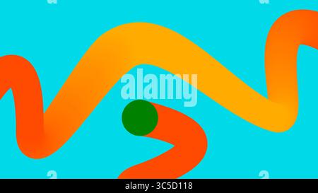 Ruban dégradé ondulé sur fond cyan Banque D'Images