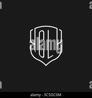 Forme d'icône de bouclier monoline logo CL initiale avec graphique vectoriel Illustration de Vecteur