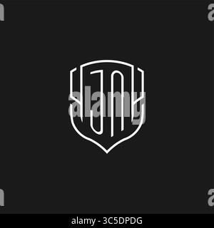 Forme initiale d'icône de bouclier monoline logo JN avec graphique vectoriel Illustration de Vecteur Forme initiale d'icône de bouclier monoline logo JN avec graphique vectoriel Illustration de Vecteur